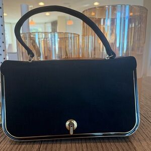 Bienen Davis vintage navy suede  top handle bag